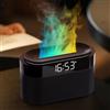 Holwim Diffusore di aromi con fiamme e orologio digitale, effetto luce a 7 colori, diffusore di oli profumati, 150ml, umidificatore con telecomando, funzione orologio, timer, spegnimento automatico