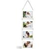 NEOWS Set Cornici Foto Multiple da Parete con Corda - Portafoto Multiplo Decorativo con Cornici in Legno - Collage Foto da Appendere al Muro- Cornici 10x15 cm (Bianco Strappato, 4 Foto Orizzontale)
