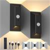 JVURICE Lampada a Parete LED Interno Sensore Movimento & Telecomando, 3 Temperature Colore Luce Su/Giù, Touch Dimmerabile 10 Livelli, per Cucina, Bagno, Corridoio, Camera, 2 Pezzi Nero.