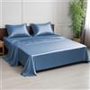 LINENWALAS Set di biancheria da letto LINENWALAS per letto matrimoniale, 300 fili, 100% bambù, tessuto satinato rinfrescante, set di biancheria da letto con 1 lenzuolo con angoli, 1 lenzuolo e 2 federe