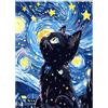 KiKiHong Diamond Painting Notte Stellata Gatto,Diamond Painting Kit,5D DIY Diamond Painting bambini Regali per Principianti Decorazione Domestica 30x40cm(Gatto)