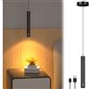Lustaled Lampada a Sospensione LED Ricaricabile 3000mAh, Touch Dimmerabile con Memoria, Spot 24° Bianco Caldo 3000K, Lampadario Cucina Moderno Nero per Comodino, Camera da Letto, Soggiorno, Ø4x30cm