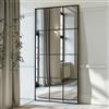 LunaMirror Specchio per finestra, lunghezza intera,60 x 165 cm, cornice in alluminio nero, rettangolare, da parete, per interni, soggiorno, corridoio, ingresso, esterno, decorazione da giardino