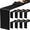 YMHPRIDE Confezione da 8 runner da tavola in raso nero, 30 x 183 cm, per matrimoni, feste, compleanni, banchetti, decorazione da tavolo
