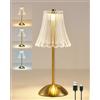 HARPER LIVING Lampada da tavolo ricaricabile, lampada da tavolo a LED a batteria, 3 colori e dimmerabile, luce da comodino con finitura oro lucido, lampade touch senza fili per camera da letto
