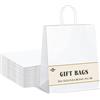 Switory Sacchetto regalo in carta kraft 50pc 13x9,5x20cm Sacchetto regalo shopping bianco con manici intrecciati per bomboniere, imballaggio, personalizzazione, trasporto, vendita al dettaglio