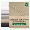 CGK Unlimited Lenzuolo con Angoli 135x190 - Cotone 400 Fili Fascia 30cm (12) - Crema
