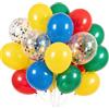 EWODEIEW 60 palloncini colorati da 12 pollici con coriandoli colorati, palloncini in lattice, rossi, blu, verdi, arcobaleno, palloncini a elio per compleanni, matrimoni, anniversari