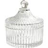 VASANA Elegante barattolo di cristallo con coperchio, ciotola decorativa a forma di tenda, 300 ml, diametro 10 cm, altezza 13 cm, perfetto per matrimoni, feste, regali