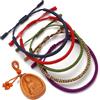 LUCKY BUDDHIST 5 Bracciali Tibetani Buddisti Regolabili - Bracciali in Corda Intrecciata per Uomo e Donna - Include Portachiavi Buddha in Legno
