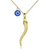 URONE Collana corno italiano in argento sterling 925 Cornicello catena portafortuna ciondolo pepe italiano amuleto gioielli occhio demone regalo per uomo donna, 2.8 cm (Pendel) + 46-51 cm (Kette