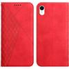 KOUYI Cover per iPhone XR (6,1 Pollici), Custodia Portafoglio,Cover Libro,Pelle Flip/Folio Case con [Funzione di Supporto] [3-Scheda Slot] [Magnetica] Antiurto (Rosso)