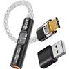 EZ EAR CCZ CM01 Adattatore per cuffie DAC da USB C a jack da 3,5 mm MAX97220 Amp Conexant CX31993 Chip di decodifica, convertitore audio ad alta risoluzione 24 bit/384 kHz con cavo placcato in argento
