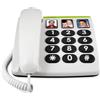 Doro PhoneEasy 331ph Telefono Fisso Casa per Anziani - Tasti Grandi - Volume Alto - LED Chiamate - 3 Tasti Chiamata Rapida con Foto - Compatibile Apparecchi Acustici (Bianco) [Versione Italiana]