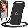 Eherui Cover per Samsung Galaxy A52 5G/4G & A52s 5G con Cordino, Custodia con nastri Collana Regolabile Morbida in silicone Case con Motivo Cuore Antiurto Protettiva Cover per Samsung A52s,Nero