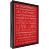 Feel Good Art Stampa Artistica Live Life Stampa su Tela con Telaio in Legno Massiccio Nero Surround, Rosso, 34 x 24 x 3 cm, Piccolo