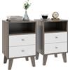 HOMCOM Set di 2 Comodini Moderni per Camera da Letto con 2 Cassetti e Vano Aperto, 40x34x64cm, Grigio