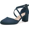 Greatonu Scarpe col Tacco Donna Eleganti Decollete a Cinturini Incrociati Punta Chiusa Sandali con Tacco da Sposa Decolte Tacco Medio Largo