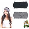 Rakiuty Fascia Capelli Donna Invernale, Fascia Capelli Donna Inverno, Fasce per Invernale Accessori Tenere Caldo Copri Orecchie Maglia Paraorecchie, Nero+Grigio
