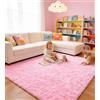 VOFUSHON Tappeto Soggiorno 160 X 230 CM Rosa Tappeto Cameretta Bambina Shaggy Tappeti Lavabili Antiscivolo Oversize