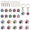 Craftdady - Set di 20 ciondoli con stampa di impronta di zampa di cane, 10 colori, in metallo, con anellini aperti e anelli brise, portachiavi per la realizzazione di gioielli fai da te