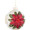 BIZZOTTO Addobbo Sfera Pallina Palla Albero Natale Poinsezia Vetro 8cm Bianco