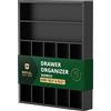 ROYAL CRAFT WOOD Organizzatore per cassetti da cucina in bambù, organizer per argenteria/portautensili e portaposate (nero)