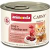 animonda Carny Senior, cibo umido per gatti, bagnato per gatti da 7 anni, Manzo + Cuori di Tacchino 6 x 200 g