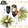 Suhine 3 pezzi Pet Happy New Year Costume Dog Outfit Accessori Include Felice Anno Nuovo Cappello per Animali Domestici Felice Anno Nuovo, Bandana Triangolare per Cane e Gonna Tutu in Tulle per