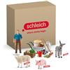 Schleich Farm World | Set Animali della Fattoria 72287 con Contadino, Asino, Pecora, Maiale e Accessori | Set Dettagliato da 15 Pezzi | Giocattolo Fattoria dai 3 Anni | Solo su Amazon