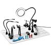 SainSmart Mani magnetiche 2 in 1, stazione di riparazione di saldatura di lusso con tappetino di saldatura in silicone, supporto per circuito stampato, lampada di ingrandimento a LED 5X, piastra di
