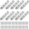 PALUDO Piastre Staffa Piatta Forata in Acciaio Inox │10 Pezzi Piastre di Giunzione in Metallo per Riparazione │ Placche Piatta Supporto Fissaggio Staffe Mensola Supporto Mobili con Viti (76 x 16 mm)