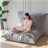 MAXYOYO Pouf gigante - poltrona quadrata - grande divano con rivestimento in peluche e soffice imbottitura per adulti, coppia di ospiti (grigio, 135 x 190 cm)