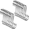 WEERSTONE Confezione da 16 ganci a S in acciaio inox, ganci in metallo resistenti per utensili da cucina, ufficio, bagno, armadio, officina, garage, ufficio, casa