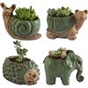 godealio Piccoli vasi per piante grasse con drenaggio, fioriera in ceramica per interni ed esterni, graziosi vasi da fiori per cactus/bonsai, per la decorazione della casa e della scrivania, un set di 4 pezzi