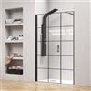 KAMALU Porta doccia 111-114 cm telaio nero opaco vetro serigrafato | KAM-P5000