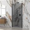 KAMALU Porta doccia battente 90 cm telaio nero vetro fumé altezza 200h | KS2800NF