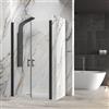 KAMALU Porta doccia saloon 90-95 cm profili neri altezza 200h | KSAL2800AN