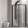 KAMALU Box doccia 80x80 semicircolare telaio nero vetro trasparente KF2000B