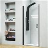 KAMALU Porta doccia 90cm con telaio nero opaco vetro trasparente NICO-C3000