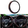 CGEAMDY Coprivolante Auto Universale, 37-38 cm Pelle Microfibra, Caffè | Antiscivolo Traspirante, Cuciture Decorative, Presa Confortevole, per Tutte le Stagioni, Accessori Interni Auto