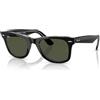 Ray-Ban RB2140 129431 Original Wayfarer - Occhiali da Sole Unisex in Nero Lucido con Lenti Verdi Classiche G-15