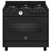LA GERMANIA AMN965GTN/24 Cucina, Piano di Lavoro, Nero Opaco, 5 Fuochi Gas, Forno Gas Ventilato, 90x60 cm, Serie Americana, Nuova Classe A+