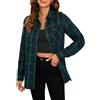 Stamain Camicia da donna a quadri, a maniche lunghe, in flanella, a quadretti, per il tempo libero, vestibilità regolare, blu/verde -1, 4XL