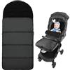 Vicloon Coprigambe Passeggino, Sacco Termico Passeggino Universale, Fodera in Pile Polare, Sacco Passeggino Invernale con Cerniera, Impermeabile, Antivento, Lavabile in Lavatrice(Nero)