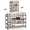 Anhow Scarpiera a 4 Livelli, Scarpiera Salvaspazio Espandibile in Metallo Portascarpe Aperta per 8-16 Paia di Scarpe per Ingresso, Soggiorno, Corridoio, Camera da Letto, Armadio (Nero)
