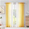 Melodieux Tende Tasparente Ombre Tende per Interni 2 Pezzi, 140x175cm Giallo/Bianco