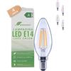 greenandco 4 lampadine a filamento LED | trasparenti | E14 C35 | 2,2 W 470 lm | sostituisce 40 W | 2700 K bianco caldo | 320° | 230 V | senza sfarfallio | Classe energetica A | non dimmerabile