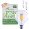 greenandco 4 lampadine a filamento LED | trasparenti | dimmerabile | E27 G95 | 7,2 W 1521 lm | sostituisce 100 W | 3000 K bianco caldo | 320° | 230 V | senza sfarfallio | Classe energetica A