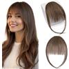 MY-LADY Frangia a Clip Capelli Veri 3g, Air Bangs Naturali Frangetta Finta, 100% Frangia Frontale Extension Posticci per Capelli Umani Donna per Incontri Feste e Uso (#04 Marrone Cioccolato)